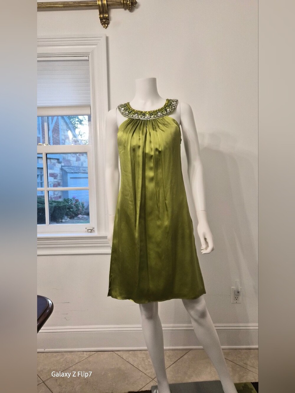 Black Label Lime Green Beaded Midi Dress